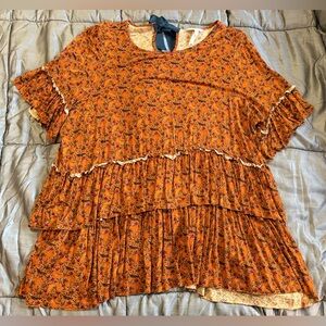 Matilda Jane Orange Floral Ruffle Blouse